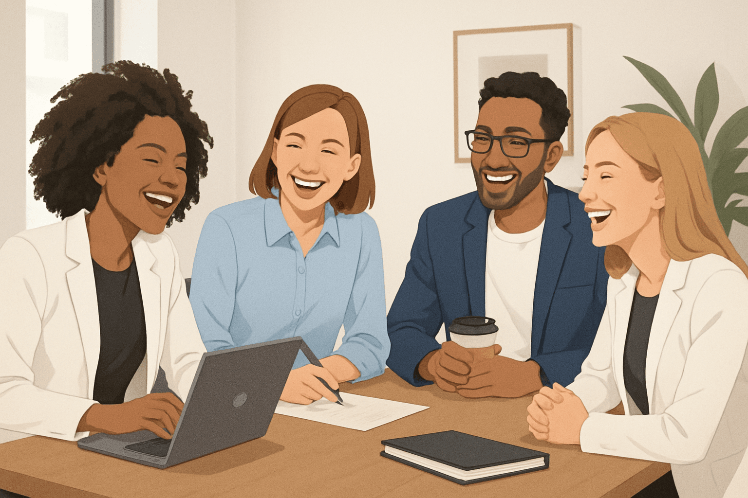 découvrez comment l'humour au travail améliore l'ambiance et booste la productivité au bureau grâce à des rires partagés.